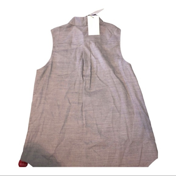 Theory Yarine Sharkskin Linen-Blend blouse Top shirt New size medium brand new - Picture 2 of 9